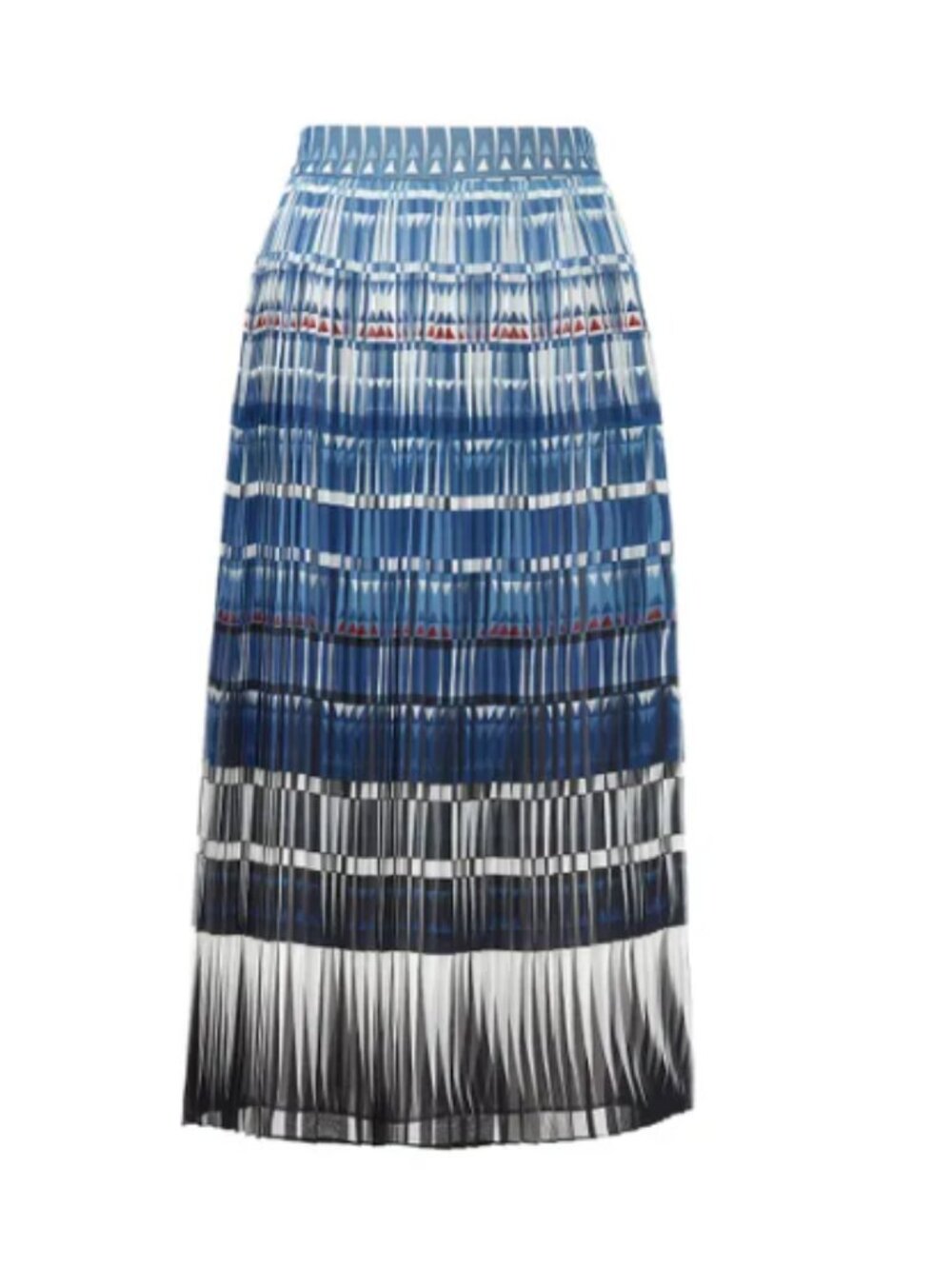 Kate Space Deco Beale Pleated Midi Skirt Blue Black Geometric 10